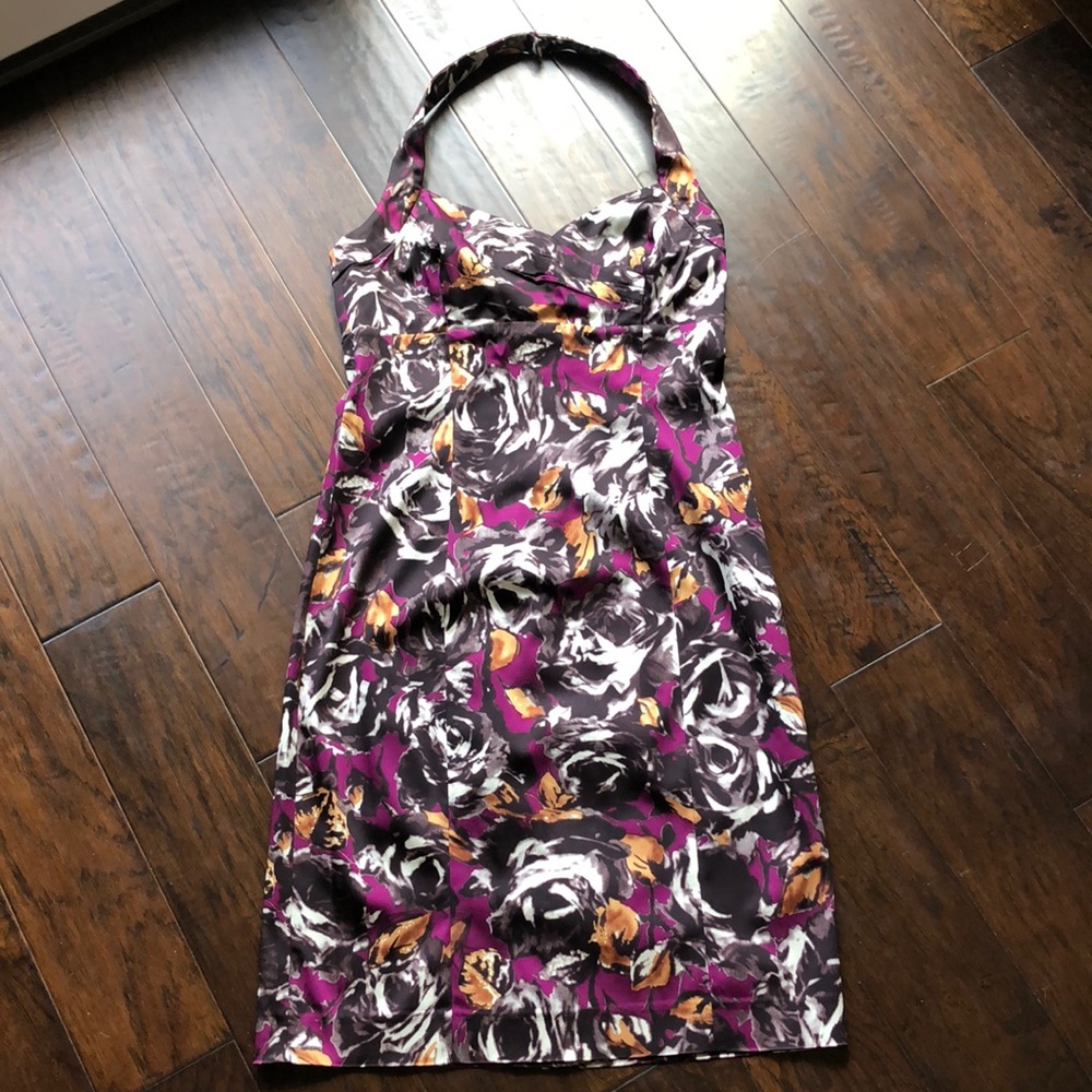 Lauren by Ralph Lauren halter Dress, 6, black, white, purple and gold